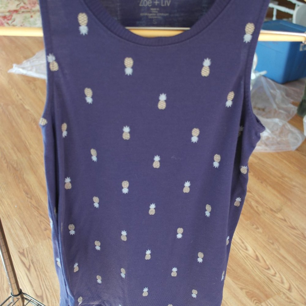 Zoe + Liv Pineapple Crew Neck Tank Top